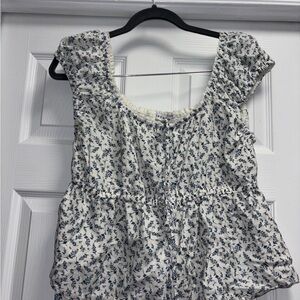 Elegant Blue Floral Women's Blouse